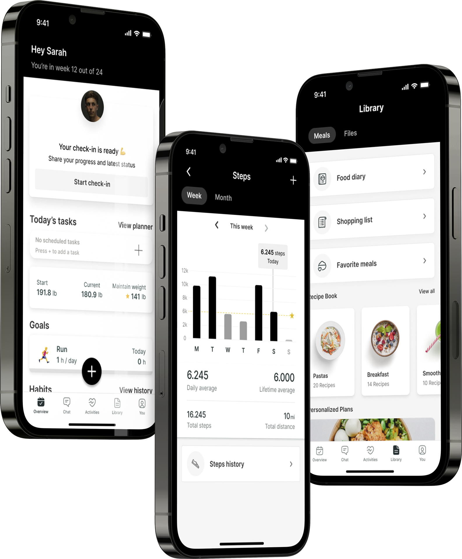 A mockup of the coaching app showcasing the features.